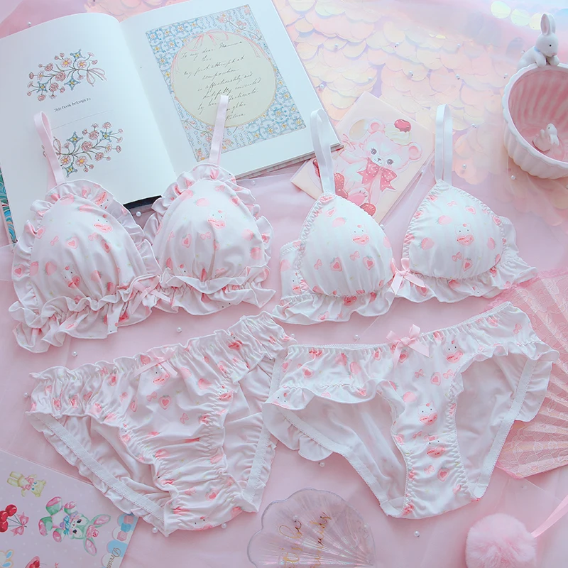 Loli Cat Girl Japanese Soft Sister Strawberry Underwear Set Cute Japanese Kawaii Ruffles Lolita Bra & Panties Set student
Loli Cat Girl Japanese Soft Sister Strawberry Underwear Set Cute Japanese Kawaii Ruffles Lolita Bra & Panties Set student