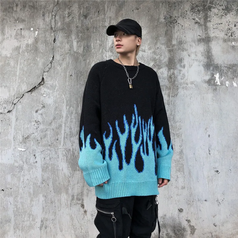 2021 New Sweater Female Hip-hop Style Flame Jacquard Women's Sweater Traf Couple Pullover Knit Top Loose Men's Sweater
2021 New Sweater Female Hip-hop Style Flame Jacquard Women's Sweater Traf Couple Pullover Knit Top Loose Men's Sweater