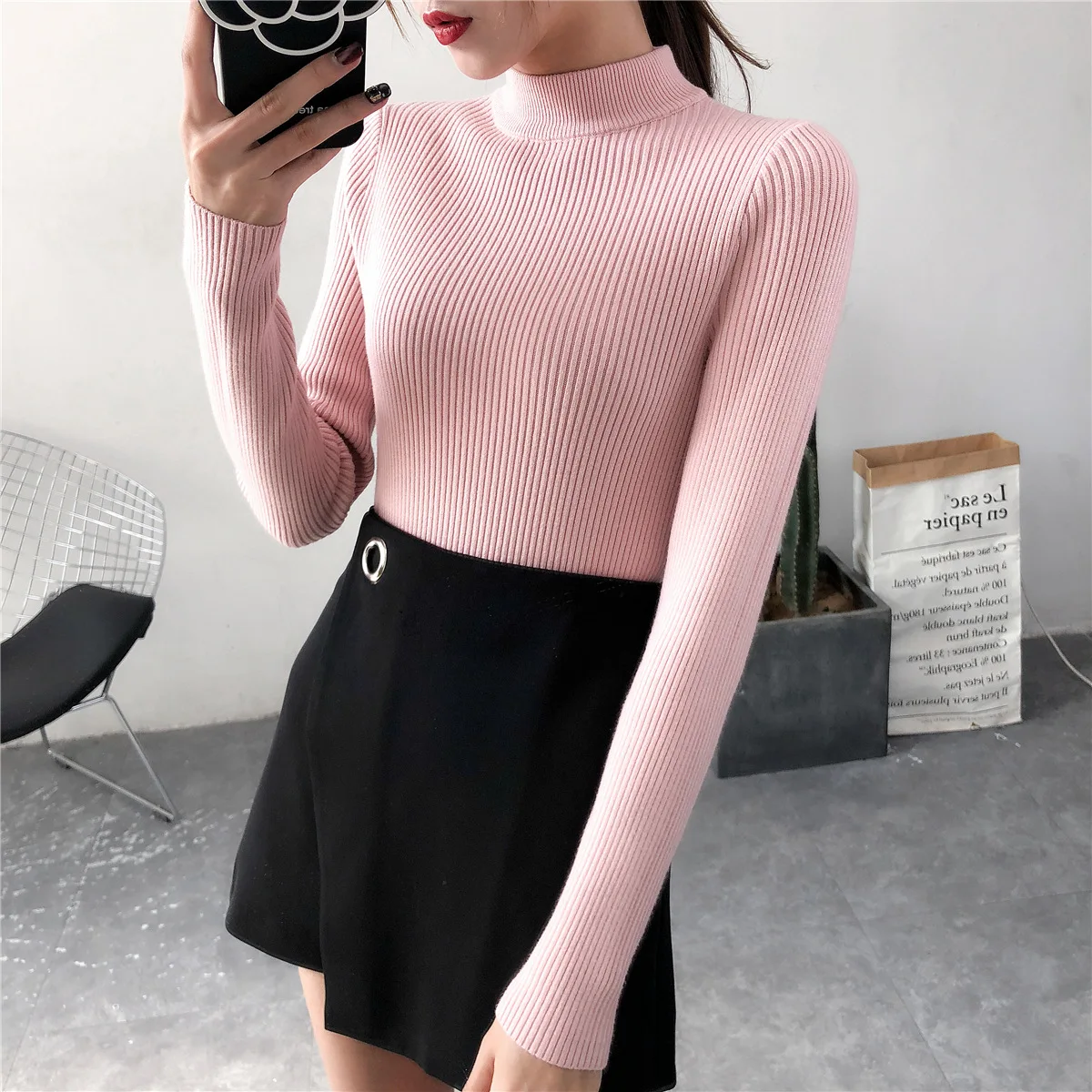 Knitting Women Sweaters And Pullovers Turtleneck Slim Casual Ladies Knitted Sweater Winter New Chic Pullover O-Neck Solid Full
Knitting Women Sweaters And Pullovers Turtleneck Slim Casual Ladies Knitted Sweater Winter New Chic Pullover O-Neck Solid Full