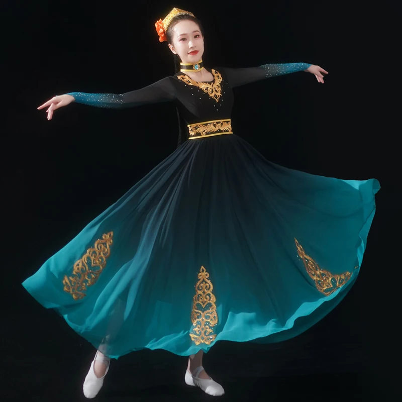 Xinjiang Dance Costume Female Ethnic Style Opening Dance Large Swing Skirt Art Exam Performance Costume Adult Dress
Xinjiang Dance Costume Female Ethnic Style Opening Dance Large Swing Skirt Art Exam Performance Costume Adult Dress