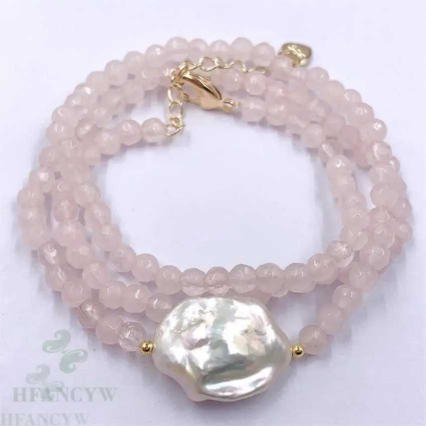 4mm Pink Chalcedony 14-16mm White Baroque Pearl Necklace 18 inches Accessories Chic Aurora Flawless Classic Chain Gift
4mm Pink Chalcedony 14-16mm White Baroque Pearl Necklace 18 inches Accessories Chic Aurora Flawless Classic Chain Gift