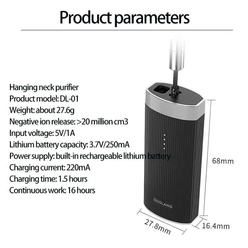 Hanging Neck Negative Ion Air Purifier Portable Mini Outdoor Depurifier 5 Million Negative Oxygen Ion Purifier-Black
Hanging Neck Negative Ion Air Purifier Portable Mini Outdoor Depurifier 5 Million Negative Oxygen Ion Purifier-Black