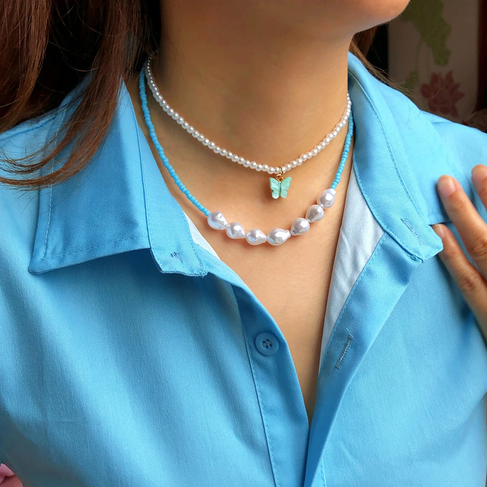 Ghidbk New Alien Irregular Pearl Acrylic Resin Bead Butterfly Pendant Clavicle Chain Necklace For Women Bohemia Necklace Jewelry
Ghidbk New Alien Irregular Pearl Acrylic Resin Bead Butterfly Pendant Clavicle Chain Necklace For Women Bohemia Necklace Jewelry