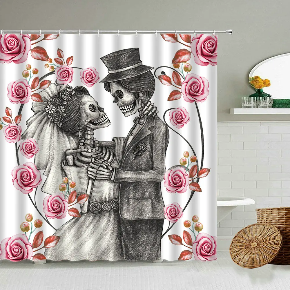 Водонепроницаемая занавеска для душа, 3d-занавеска для ванной из полиэстера, с рисунком черепа, пары влюбленных, роз, цветов, розового, фиолет... 
Водонепроницаемая занавеска для душа, 3d-занавеска для ванной из полиэстера, с рисунком черепа, пары влюбленных, роз, цветов, розового, фиолет...