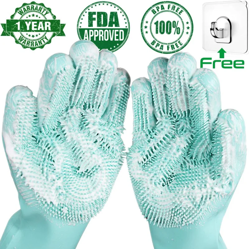 Magic Silicone Dishwashing Gloves Scrubber Dish Washing Sponge Rubber Scrub Kitchen Cleaning Tools 1 Pair Soft
Magic Silicone Dishwashing Gloves Scrubber Dish Washing Sponge Rubber Scrub Kitchen Cleaning Tools 1 Pair Soft