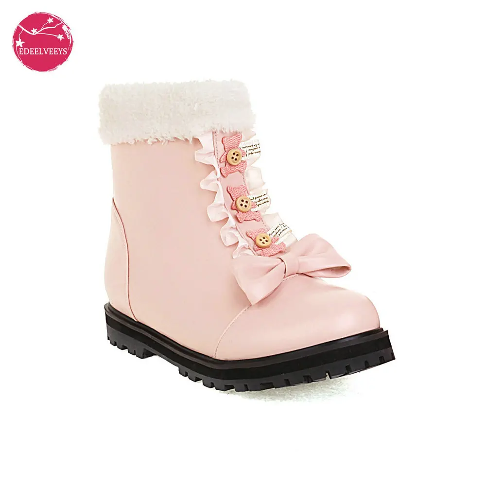 2021 Autumn Winter Lolita Ankle Boots for Women Chunky Heels Pink Black White Cute Bowtie Faux Fur Ladies Warm Shoes Side Zipper
2021 Autumn Winter Lolita Ankle Boots for Women Chunky Heels Pink Black White Cute Bowtie Faux Fur Ladies Warm Shoes Side Zipper