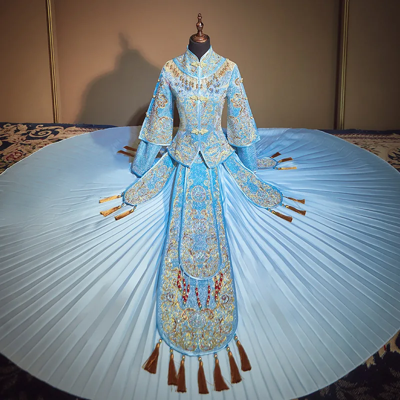 FZSLCYIYI синее свадебное платье невесты в китайском стиле традиционное длинное платье Ципао с вышивкой Женская одежда для свадьбы XS - 3XL
FZSLCYIYI синее свадебное платье невесты в китайском стиле традиционное длинное платье Ципао с вышивкой Женская одежда для свадьбы XS - 3XL