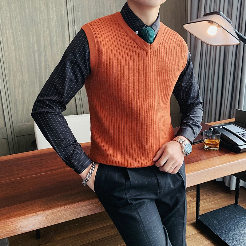 Quality British Style Slim Fit Sleeveless Knitted Sweater Vest Mens Clothes 2020 Fashion V Neck Casual Pullovers Pull Homme 2XL
Quality British Style Slim Fit Sleeveless Knitted Sweater Vest Mens Clothes 2020 Fashion V Neck Casual Pullovers Pull Homme 2XL