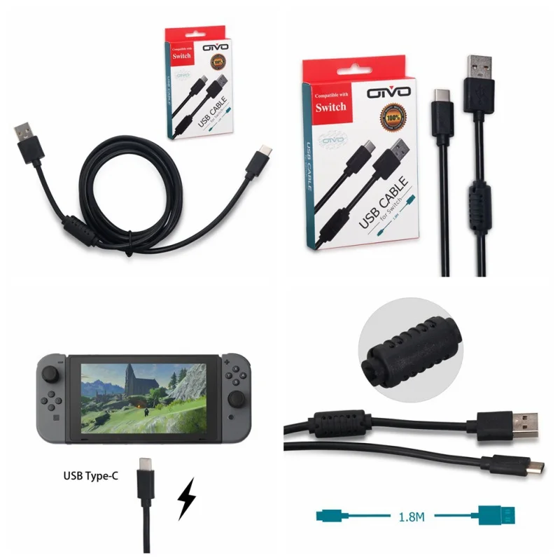 Кабель для зарядки и передачи данных USB Type-C 1 8 м с магнитным кольцом контроллера