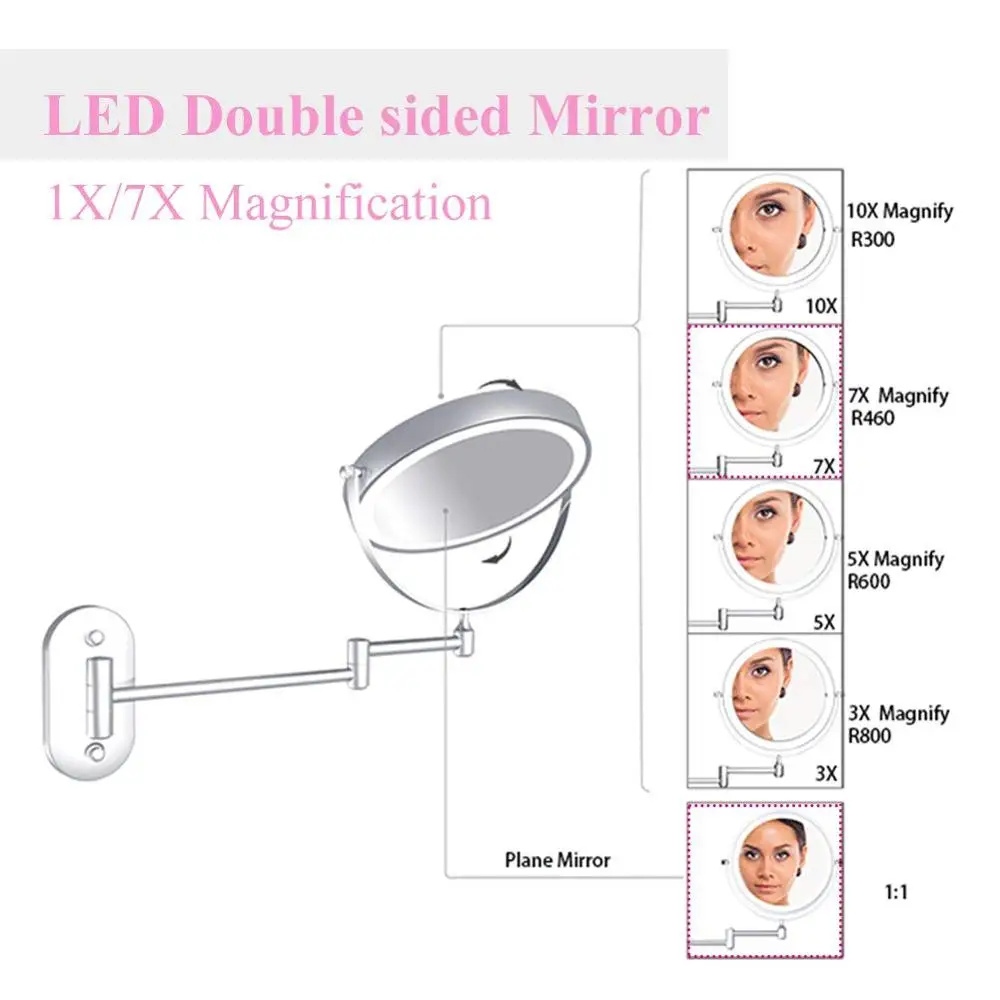 8 inch Bedroom or Bathroom Wall Mounted Makeup Mirror, 1X &10X Magnifying Double Mirror, Touch Button Adjustable LED Light
8 inch Bedroom or Bathroom Wall Mounted Makeup Mirror, 1X &10X Magnifying Double Mirror, Touch Button Adjustable LED Light