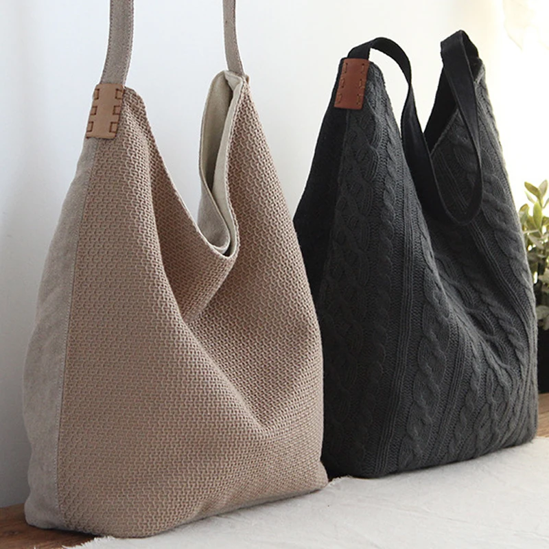 Woman Bag Women Handbag Knitted Patchwork with Linen Women Casual High Quality Color Matching Weaving Slouch Bag Female Vintage
Woman Bag Women Handbag Knitted Patchwork with Linen Women Casual High Quality Color Matching Weaving Slouch Bag Female Vintage