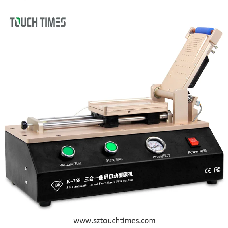 TBK-768 Automatic Curved Touch Screen OCA Film Laminating Machine built-in pump For S6 S7 Edge Plus iPhone
TBK-768 Automatic Curved Touch Screen OCA Film Laminating Machine built-in pump For S6 S7 Edge Plus iPhone