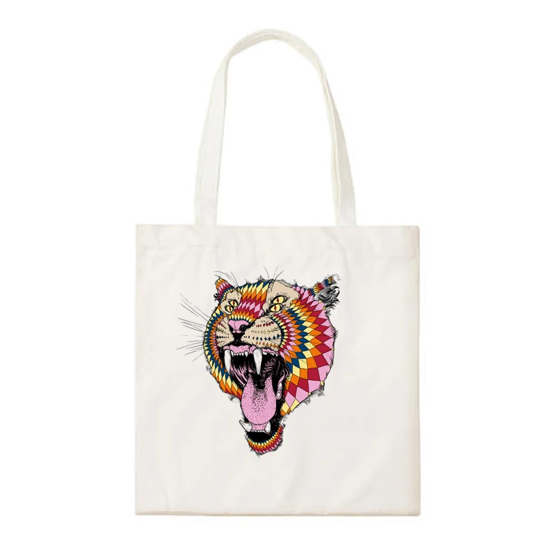 street art graffiti goth tattoo tiger head reggae lion design print daily canvas shopping bag handbags school bags | Багаж и сумки