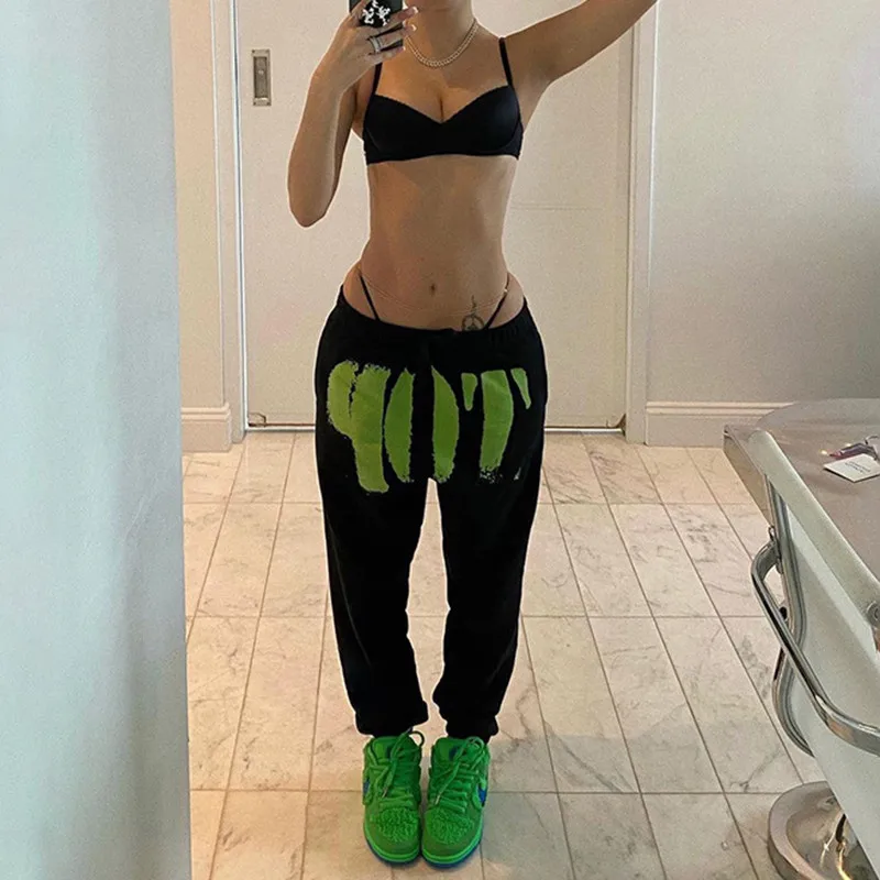 Womens Fashion Streetwear TOP Print Sweatpants 2021 New Style Black High Waist Casual Sports Running Dancing Long Pants Trousers
Womens Fashion Streetwear TOP Print Sweatpants 2021 New Style Black High Waist Casual Sports Running Dancing Long Pants Trousers