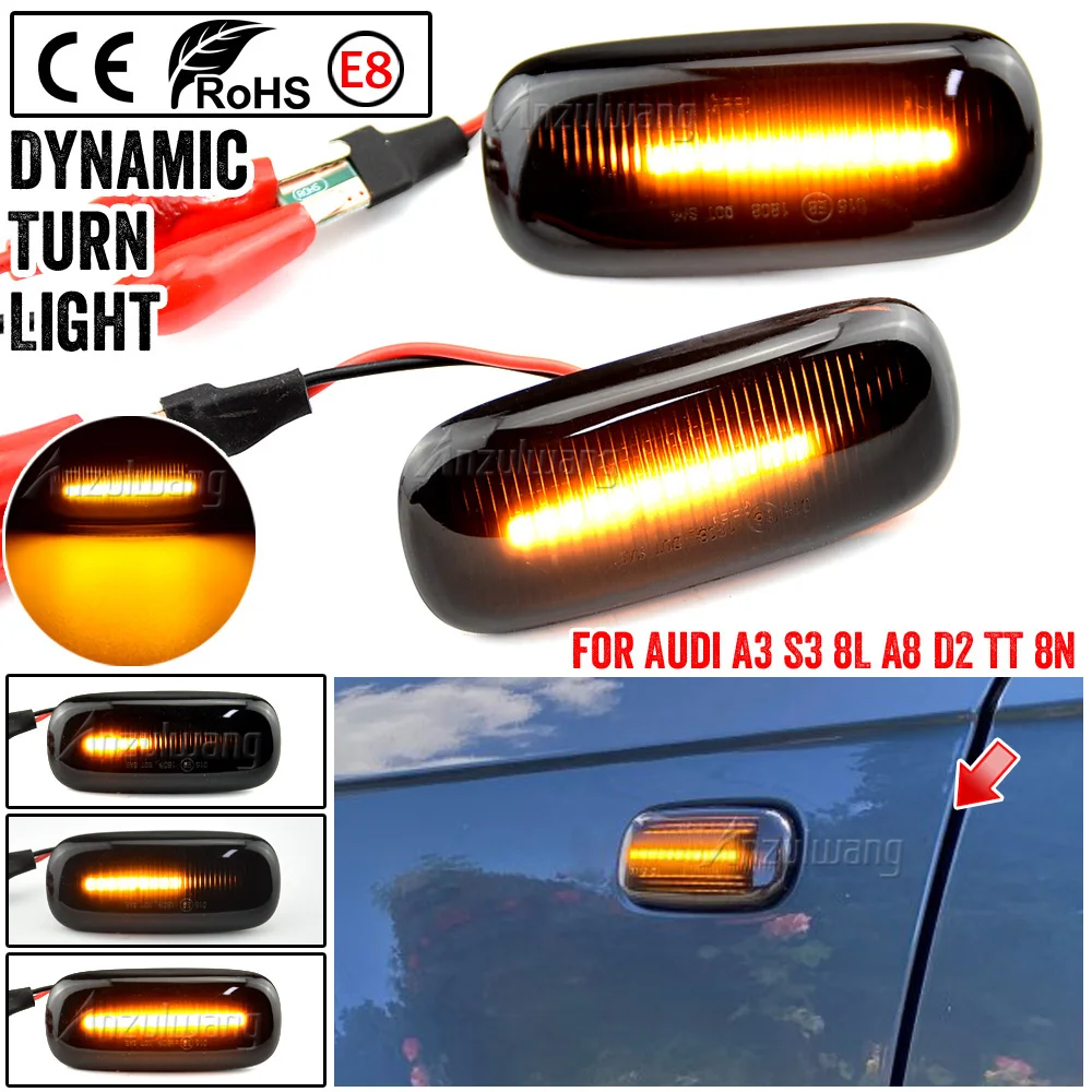 For Audi A8 D2 4D A2 8Z A3 S3 8L A4 B5 A6 C5 4B TT 8N Dynamic Turn Signal Light LED Side Marker Fender Sequential Indicator Lamp
For Audi A8 D2 4D A2 8Z A3 S3 8L A4 B5 A6 C5 4B TT 8N Dynamic Turn Signal Light LED Side Marker Fender Sequential Indicator Lamp