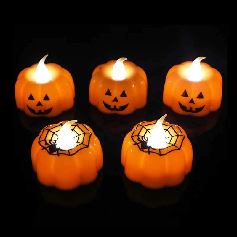 2/3/6pcs Halloween Small Pumpkin Candle Light Flameless LED Lights Lamp For Home Table Ornament Party Decor Supplies - купить по