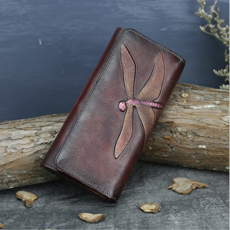New Cowhide Leather Wallet Female Dragonfly Embossed Long Purses Retro Clutch Bag Lady Card Holder Wallets Women Portfel Damski
New Cowhide Leather Wallet Female Dragonfly Embossed Long Purses Retro Clutch Bag Lady Card Holder Wallets Women Portfel Damski