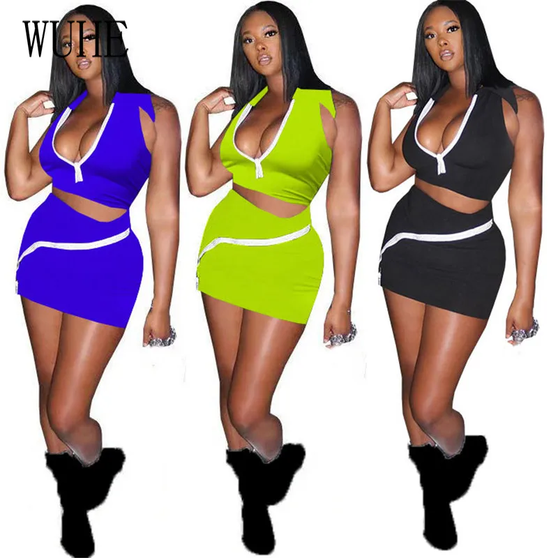 KEXU Casual 2 Piece Sets Sleeveless Zipper Up Sexy Deep V Neck Off Shoulder Top and Mini Skirts Skinny Party Nightclub Outfits
KEXU Casual 2 Piece Sets Sleeveless Zipper Up Sexy Deep V Neck Off Shoulder Top and Mini Skirts Skinny Party Nightclub Outfits