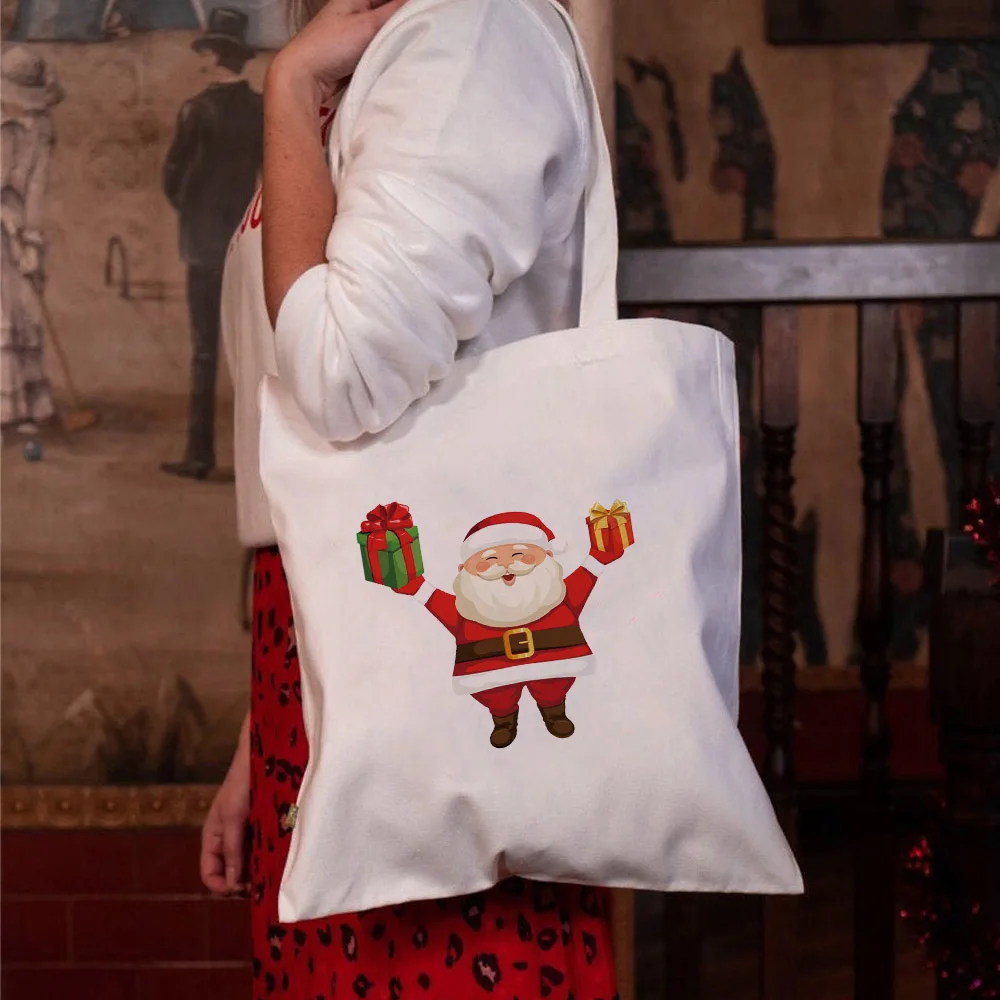 Women Canvas Shoulder Bag Cute Father Christmas And Elk Cartoon Printed Shopping Bag Eco Shopper Bags Handbag Tote For Girls
Women Canvas Shoulder Bag Cute Father Christmas And Elk Cartoon Printed Shopping Bag Eco Shopper Bags Handbag Tote For Girls