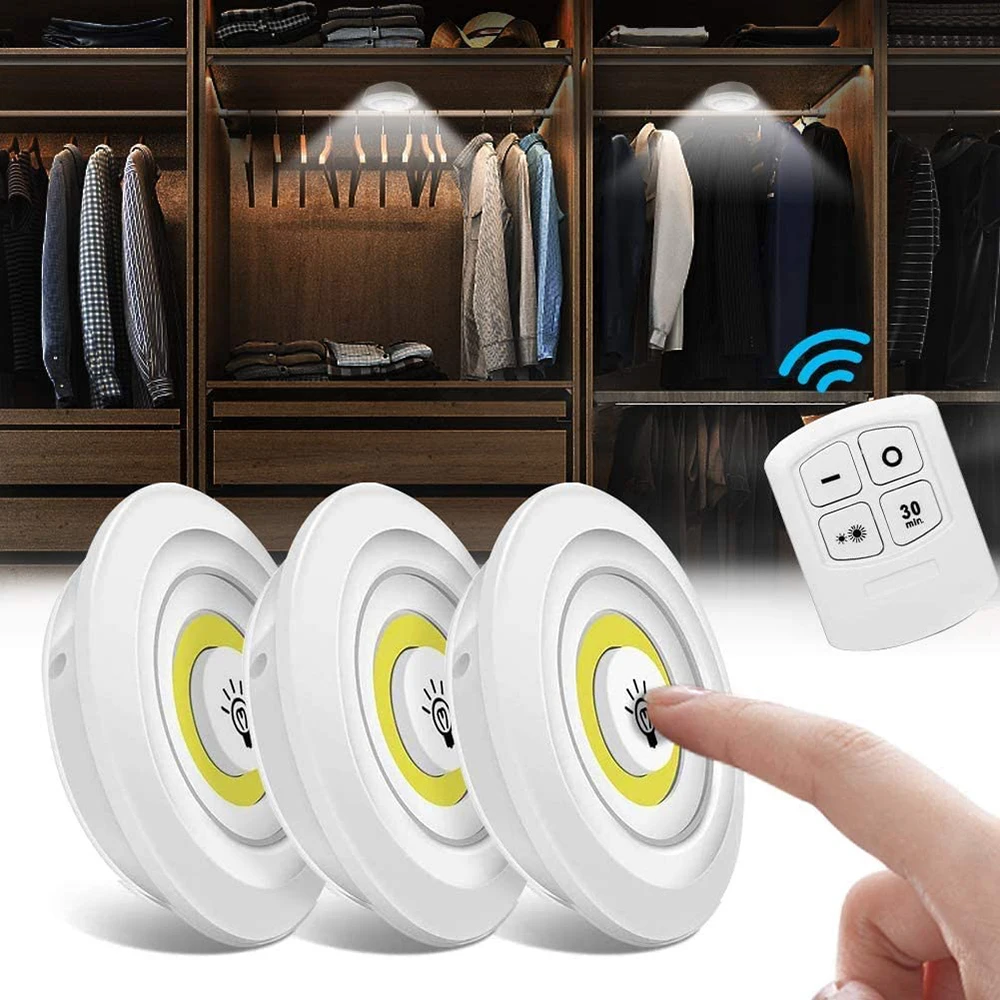 3W COB LED Battery Operated Dimmable LED Under Cabinet Light Closets Lights with Remote Control for Wardrobe Bathroom
3W COB LED Battery Operated Dimmable LED Under Cabinet Light Closets Lights with Remote Control for Wardrobe Bathroom