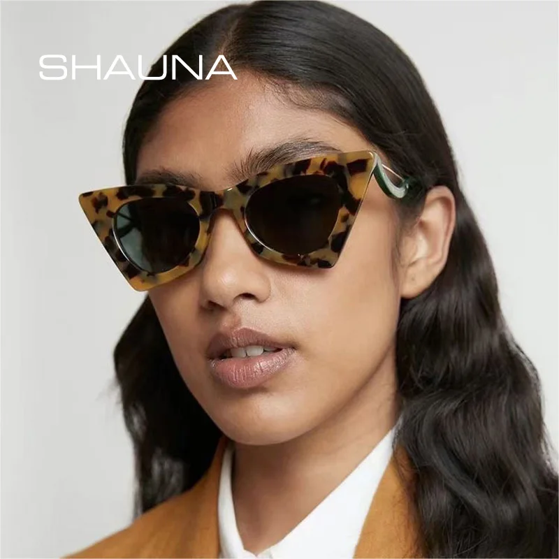 

SHAUNA Ретро Уникальные женские солнцезащитные очки "кошачий глаз", солнцезащитные очки, модные, цветные солнцезащитные очки с градиентными линзами оттенки UV400 мужские трендовые оправа для очков