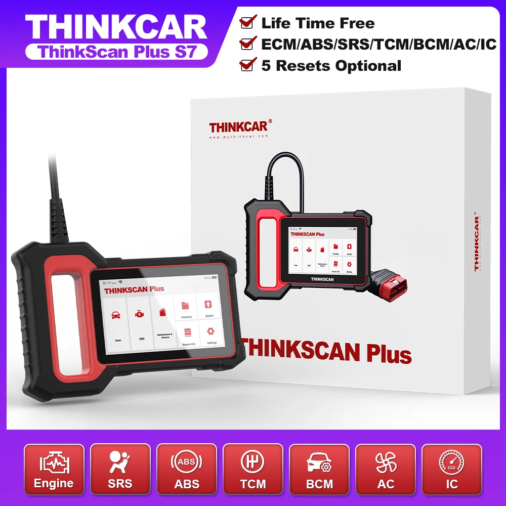 Фото Сканер THINKCAR Thinkscan Plus S2/S4/S7 пожизненный сканер obd2 2/3/5 сбросов система ECM/ABS/SRS