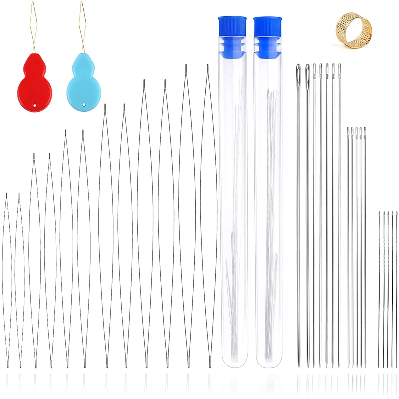 LMDZ 34Pcs Beading Needles Set Assorted Size Beading Needles Long Straight Beading Needles with Thimble Threaders Needle Bottle
LMDZ 34Pcs Beading Needles Set Assorted Size Beading Needles Long Straight Beading Needles with Thimble Threaders Needle Bottle