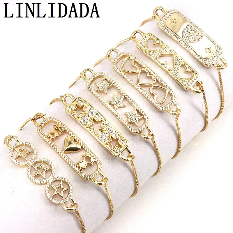 5Pcs Trendy for Women Star Heart CZ Zircon Bracelets Box Chain Charm Bracelet Copper Gold Plated Jewelry Gift For Girl
5Pcs Trendy for Women Star Heart CZ Zircon Bracelets Box Chain Charm Bracelet Copper Gold Plated Jewelry Gift For Girl