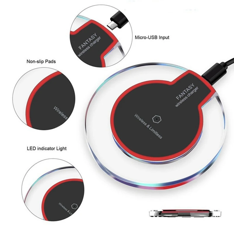 Qi Wireless Charger Pad for iPhone11/XS/XR/8 LED USB Smartphone Wireless Charger for Samsung Galaxy Note 9/S10 
Qi Wireless Charger Pad for iPhone11/XS/XR/8 LED USB Smartphone Wireless Charger for Samsung Galaxy Note 9/S10