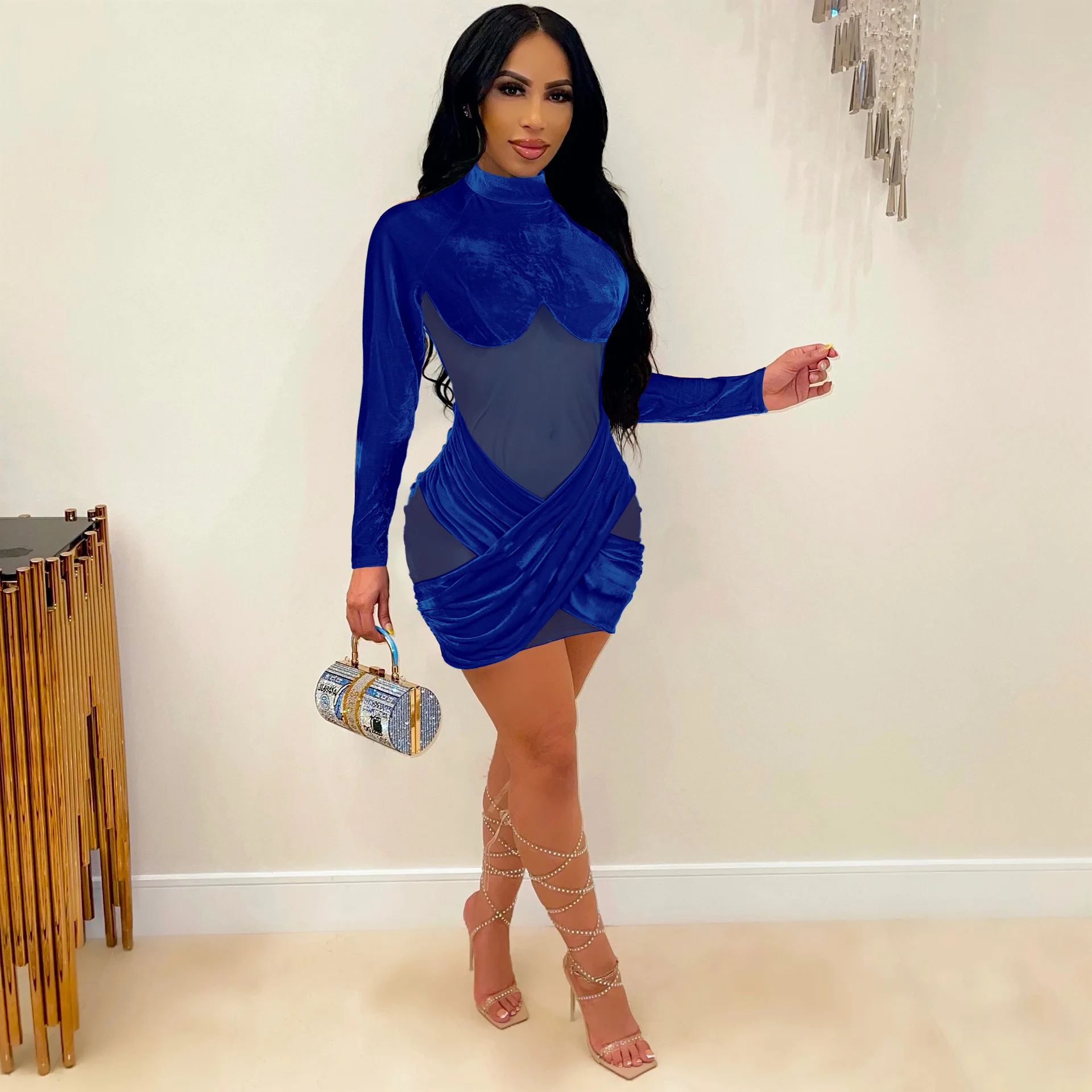 Tight-fitting Sexy High-stretch Nightclub Fleece Stitching Hollow Out Solid Color Mesh Women Dress 2021
Tight-fitting Sexy High-stretch Nightclub Fleece Stitching Hollow Out Solid Color Mesh Women Dress 2021