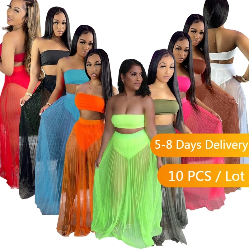 Wholesale Items Beach Summer Dress Sets Women Strapless Crop Top Long Skirt Set Vacation Outfits for Women Mesh Sexy 2 Piece Set
Wholesale Items Beach Summer Dress Sets Women Strapless Crop Top Long Skirt Set Vacation Outfits for Women Mesh Sexy 2 Piece Set