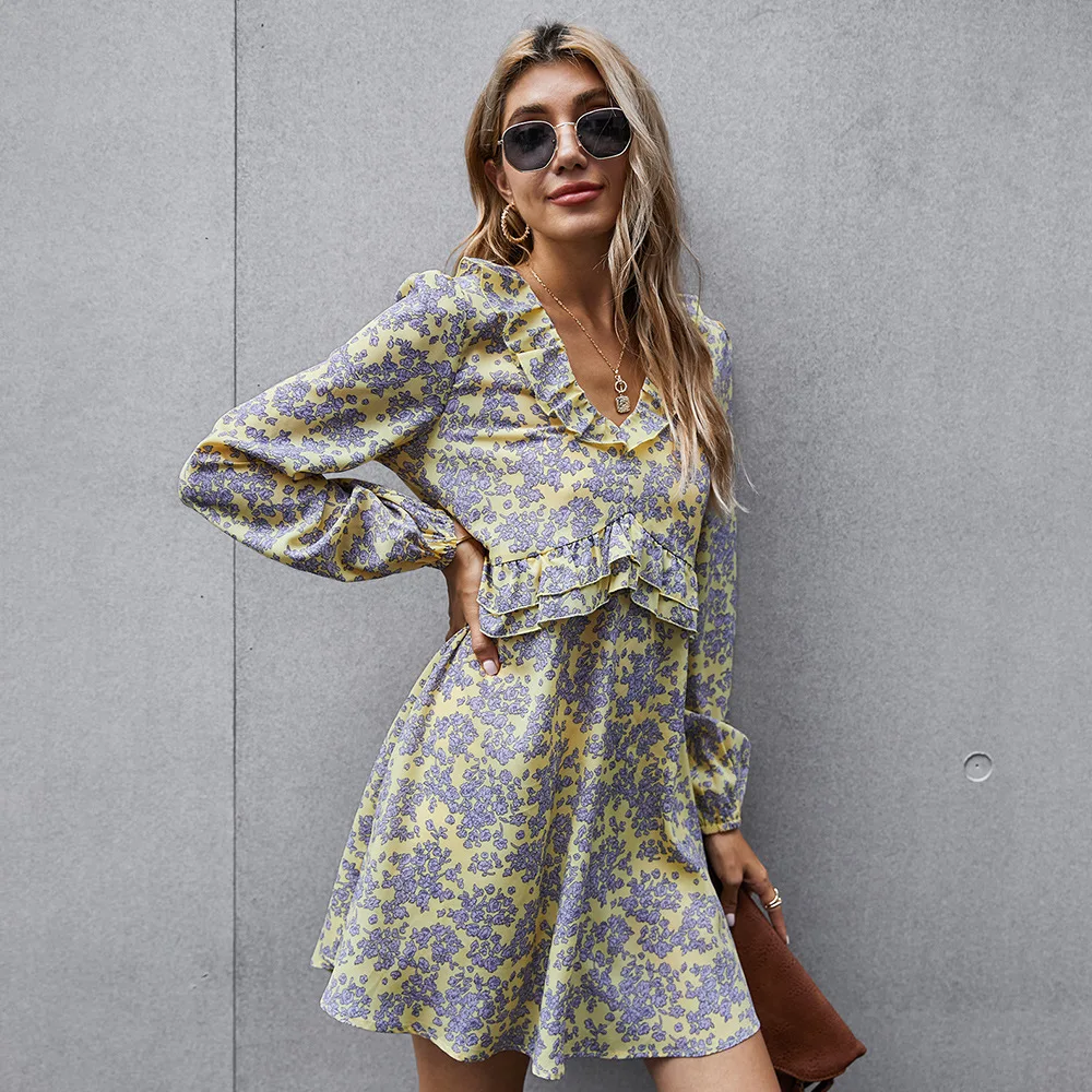 Sweet Autumn Deep V Neck Flounced Edge Women Short Dress Chic Long Sleeve Floral Ladies Print Slim Ruffles Mini Dress 2021 New
Sweet Autumn Deep V Neck Flounced Edge Women Short Dress Chic Long Sleeve Floral Ladies Print Slim Ruffles Mini Dress 2021 New