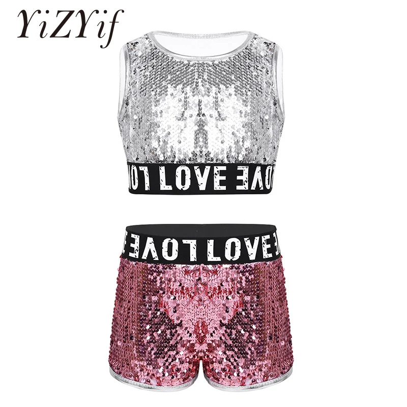 Kids Girls Hip-hop Jazz Dance Costumes Dancing Clothes Shiny Sequins Sleeveless Crop Top with Shorts Set Rave Outfits Dancwear
Kids Girls Hip-hop Jazz Dance Costumes Dancing Clothes Shiny Sequins Sleeveless Crop Top with Shorts Set Rave Outfits Dancwear