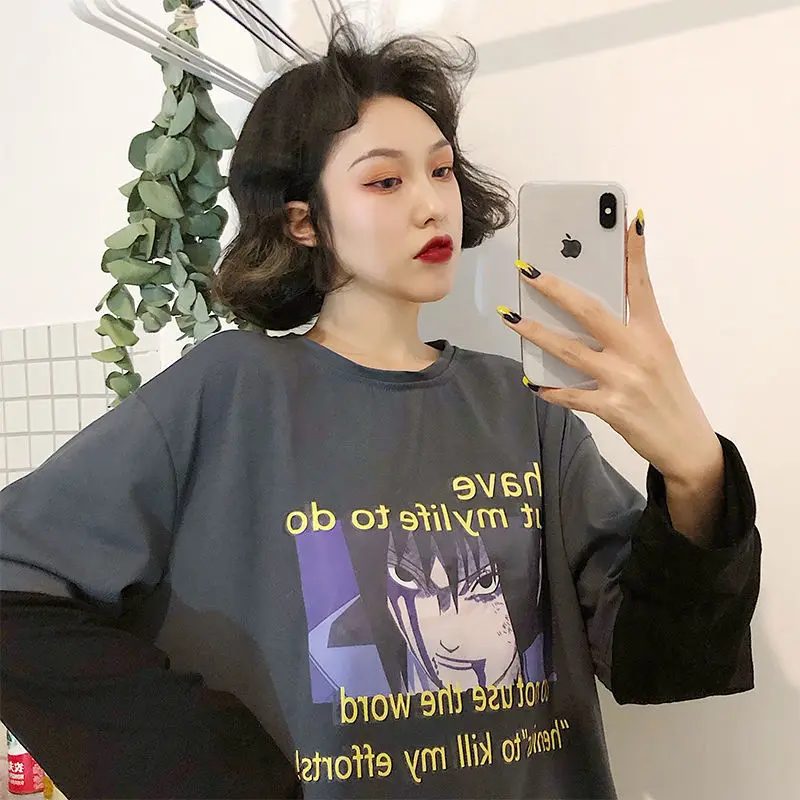 Harajuku Patchwork Fake Two Pieces T shirt Women Long Sleeve O-neck T-shirts Causal Loose Cartoon Print Tees Shirts Female Tops
Harajuku Patchwork Fake Two Pieces T shirt Women Long Sleeve O-neck T-shirts Causal Loose Cartoon Print Tees Shirts Female Tops