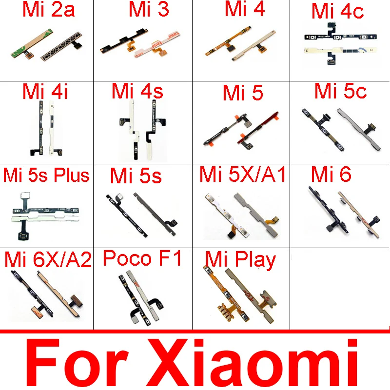 

On Off Power Button & Volume Side Key Flex Cable For Xiaomi Pocophone F1 Mi 6 6X 5s Plus 5X 5C 5 4S 4C 4i 4 3 2A A1 A2 Mi Play