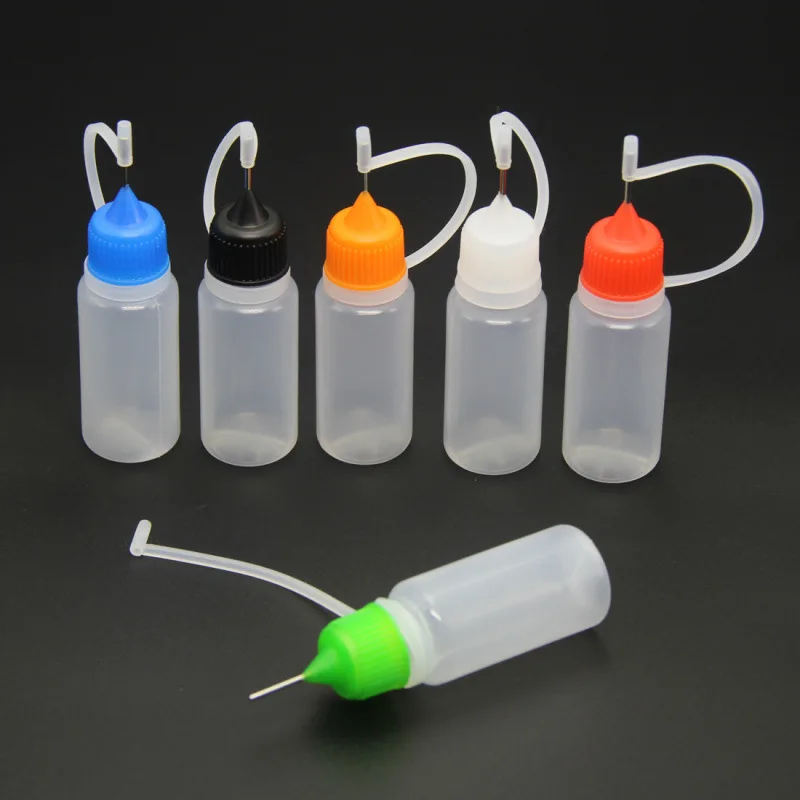 

5Pcs 10ml Plastic Squeezable Needle Bottles Eye Liquid Dropper Sample Drop Can Be Glue Applicator Refillable Vail