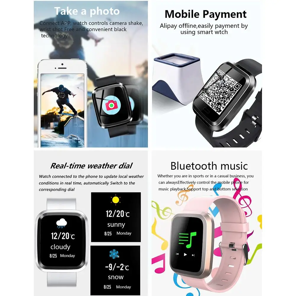 Bluetooth Sport Smart Watch Heart Rate Blood Pressure Monitoring Smart Bracelet Waterproof Fitness Tracker Touch Screen Watch
Bluetooth Sport Smart Watch Heart Rate Blood Pressure Monitoring Smart Bracelet Waterproof Fitness Tracker Touch Screen Watch