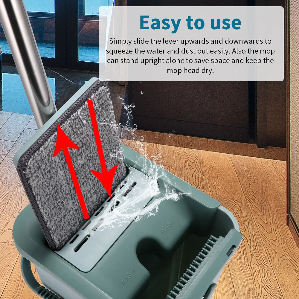 Flat Mop Bucket Hand Free Wringing Floor Cleaning Mop Microfiber Mop Pads Wet or Dry Usage Home Cleaning Squeeze Mop for Wash
Flat Mop Bucket Hand Free Wringing Floor Cleaning Mop Microfiber Mop Pads Wet or Dry Usage Home Cleaning Squeeze Mop for Wash