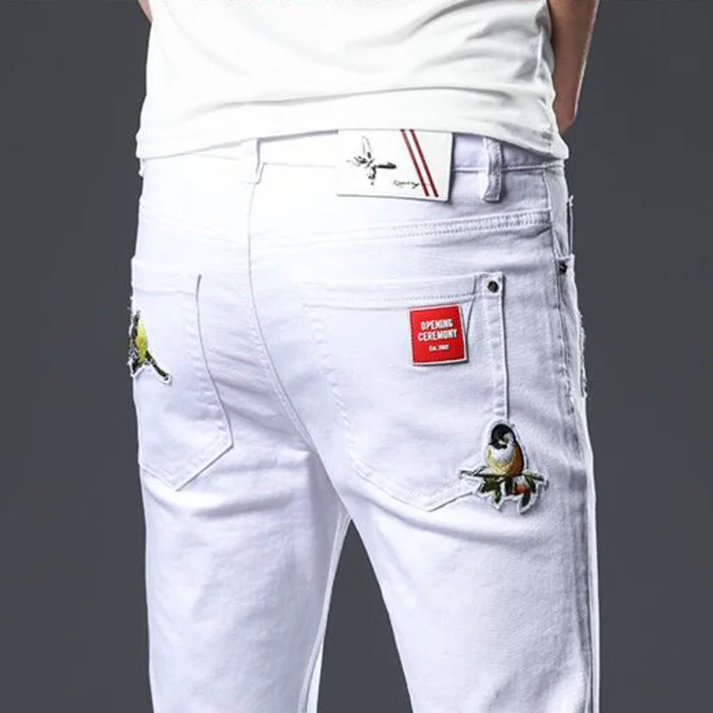 #1448 Spring Summer White Jeans Men Embroidery Stretch Denim Jeans Slim Fit Fashions Male Jeans Casual Skinny Jeans Homme Cotton
#1448 Spring Summer White Jeans Men Embroidery Stretch Denim Jeans Slim Fit Fashions Male Jeans Casual Skinny Jeans Homme Cotton