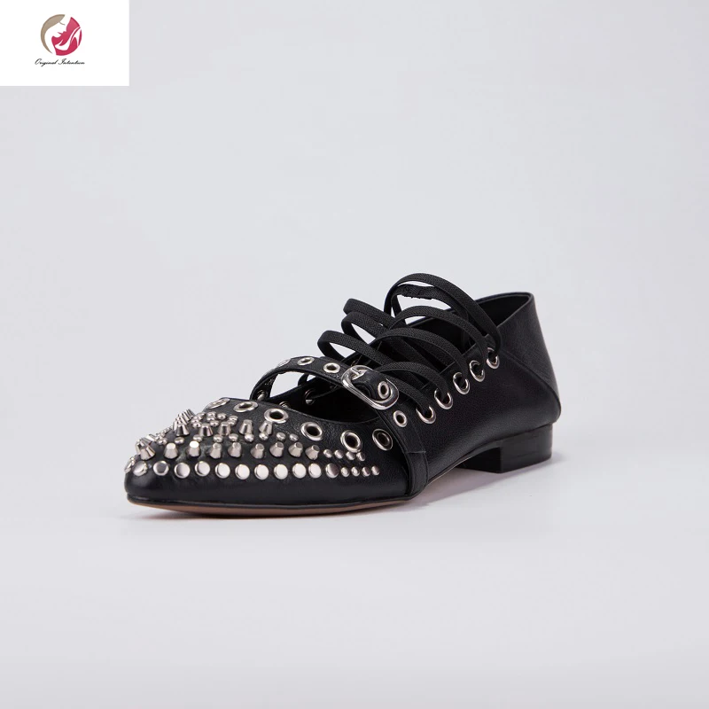 Original Intention New Style Rivets Spring Shoes Woman Pointed Toe Square Low Heels Casual Comfort Genuine Leather Shoes Female
Original Intention New Style Rivets Spring Shoes Woman Pointed Toe Square Low Heels Casual Comfort Genuine Leather Shoes Female