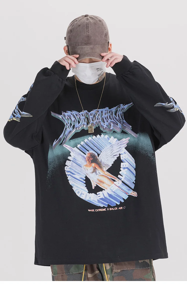 Men's Hip Hop Streetwear Angel Printed T Shirts Harajuku Oversize Fashion Shirts Long Sleeve Oversized T-shirt Cotton Tops Tees
Men's Hip Hop Streetwear Angel Printed T Shirts Harajuku Oversize Fashion Shirts Long Sleeve Oversized T-shirt Cotton Tops Tees