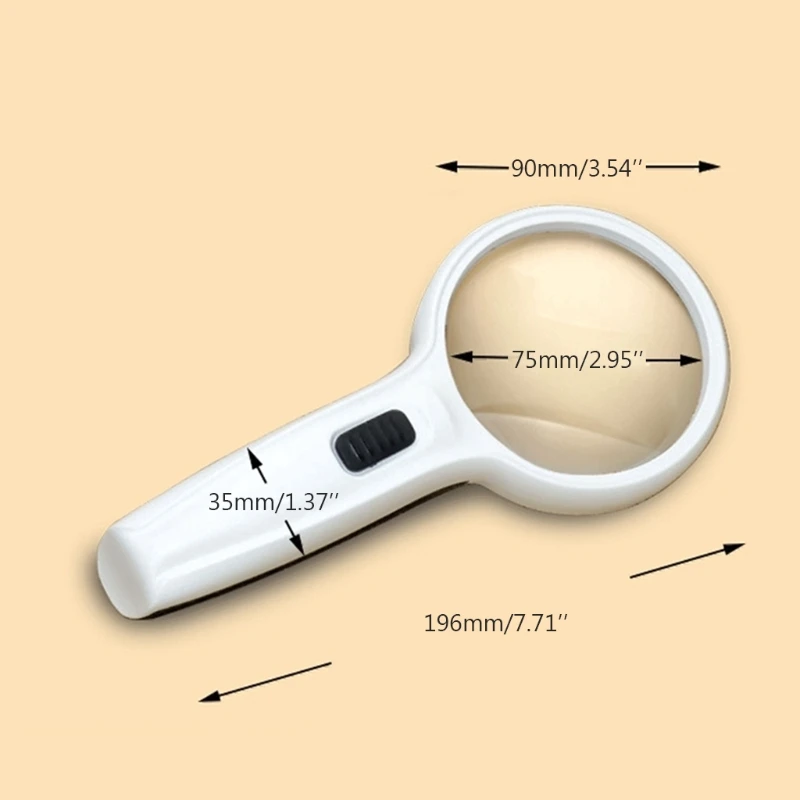 Lighted Magnifying Glass-10X Hand held Large Reading Magnifying Glasses with 3 LED Illuminated Light for Seniors White
Lighted Magnifying Glass-10X Hand held Large Reading Magnifying Glasses with 3 LED Illuminated Light for Seniors White