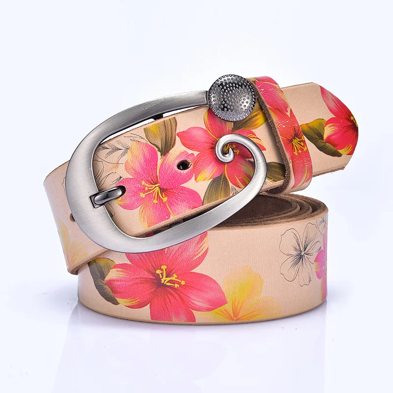 Thin Belt Ladies Rose Flower Print Luxury Genuine Belt Female Ceinture Femme Fashion Jeans Dress Belts For Women GB12
Thin Belt Ladies Rose Flower Print Luxury Genuine Belt Female Ceinture Femme Fashion Jeans Dress Belts For Women GB12