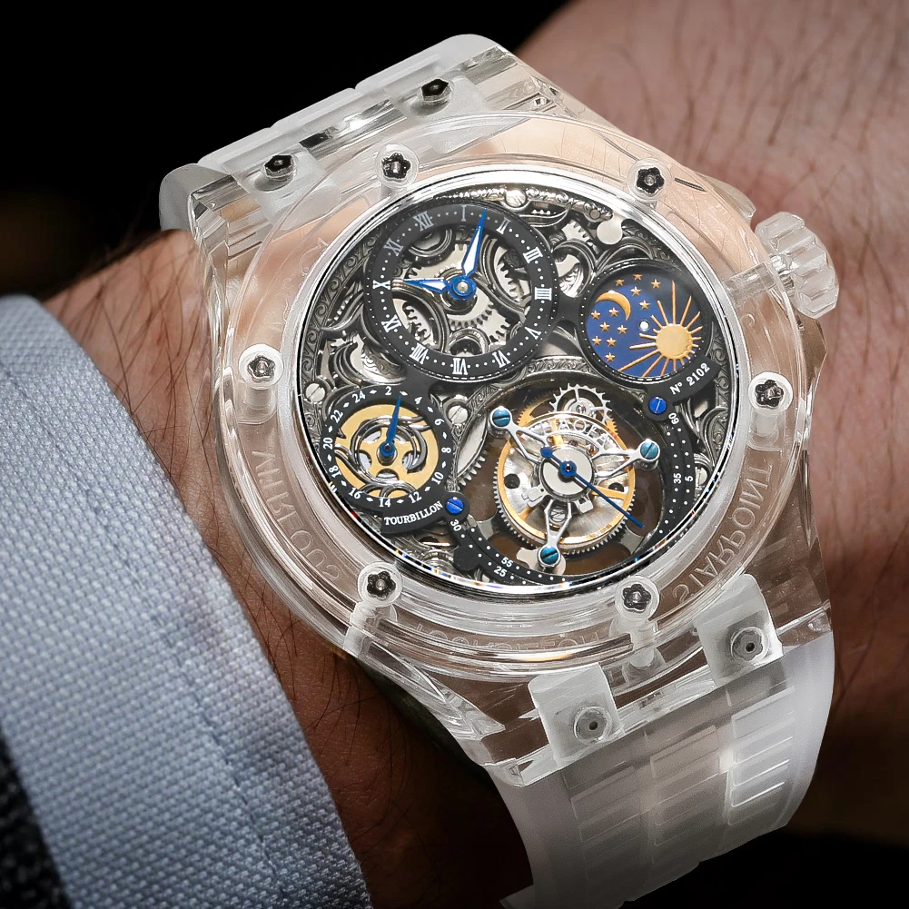 Haofa Luxury GMT Tourbillon Mechanical Watch For Men Sapphire Manual Flying Tourbillon Wistwatches Transparent K9 Crystal 2102
Haofa Luxury GMT Tourbillon Mechanical Watch For Men Sapphire Manual Flying Tourbillon Wistwatches Transparent K9 Crystal 2102