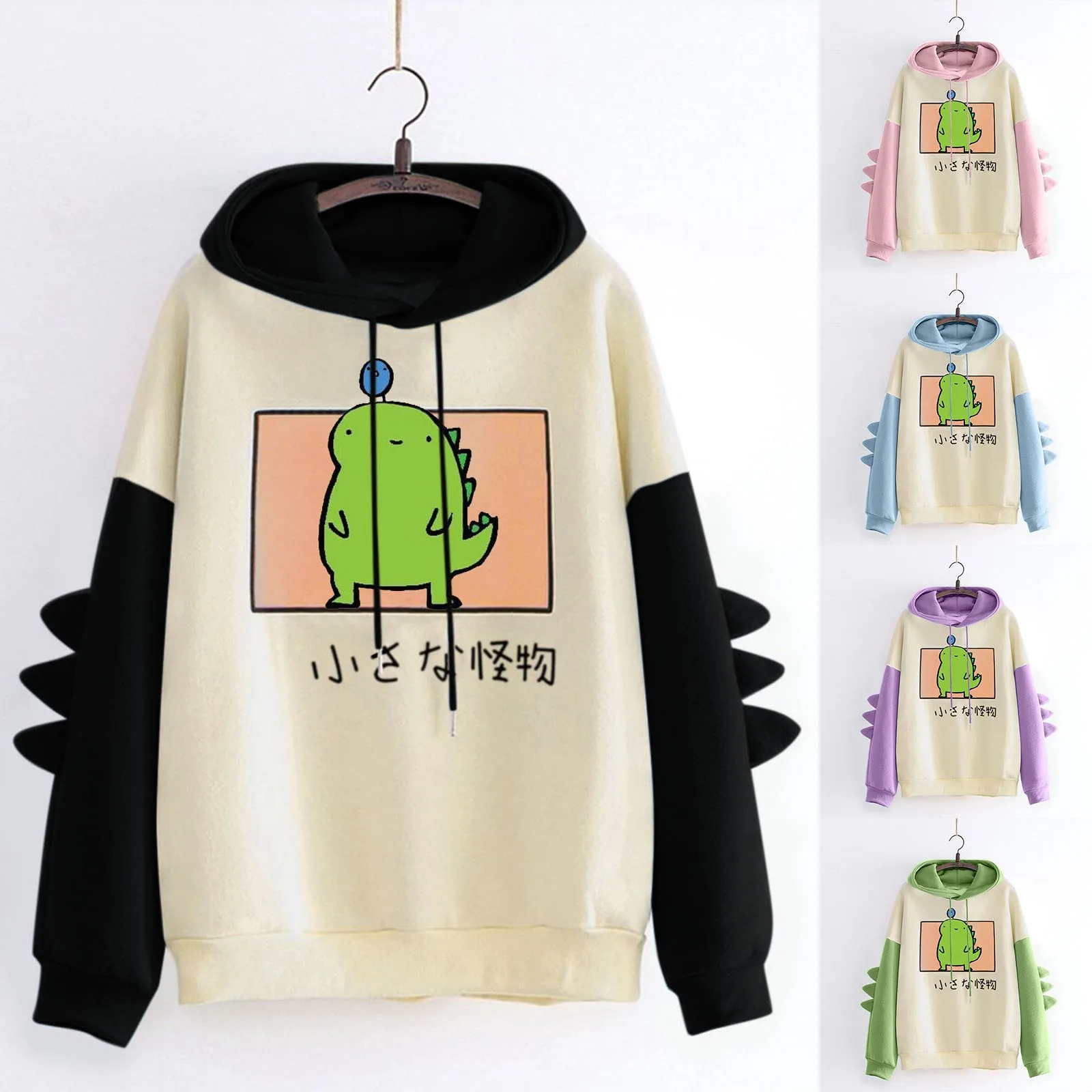 Fashion Women Casual Print Long Sleeve Splice Dinosaur Sweatshirt Tops Loose Dinosaur Print Pullover Anime Manga Hooded
Fashion Women Casual Print Long Sleeve Splice Dinosaur Sweatshirt Tops Loose Dinosaur Print Pullover Anime Manga Hooded