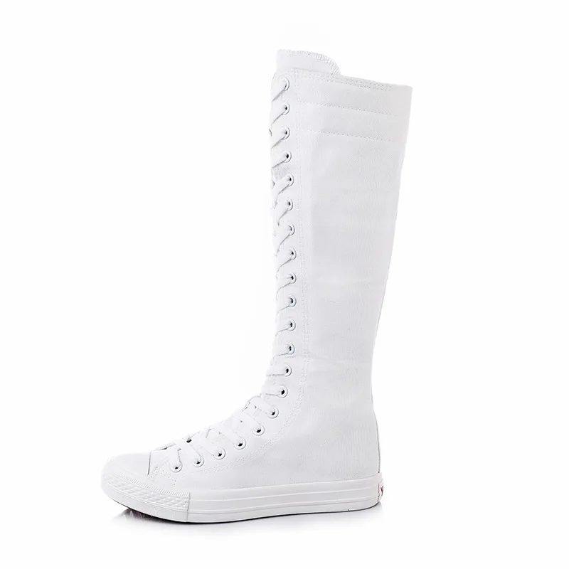 casual canvas High top high barrel dance shoes rubber shoes shoes side zipper lace up single shoes women's