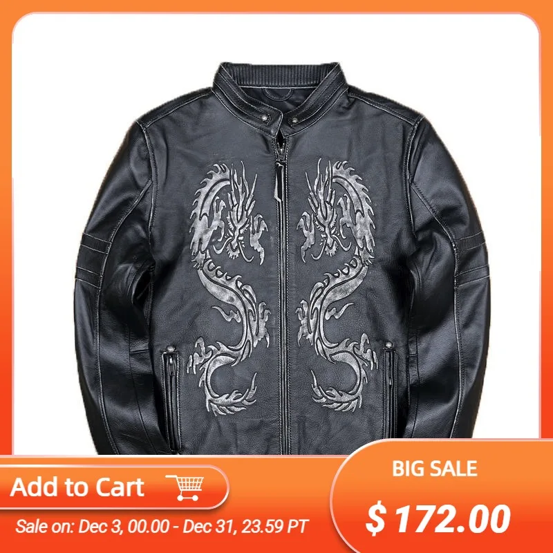 2021 Vintage Black Genuine Leather Jacket Men Stand Collar Plus Size 3XL Real Natural Cowhide Autumn Slim Fit Short Biker Coat
2021 Vintage Black Genuine Leather Jacket Men Stand Collar Plus Size 3XL Real Natural Cowhide Autumn Slim Fit Short Biker Coat