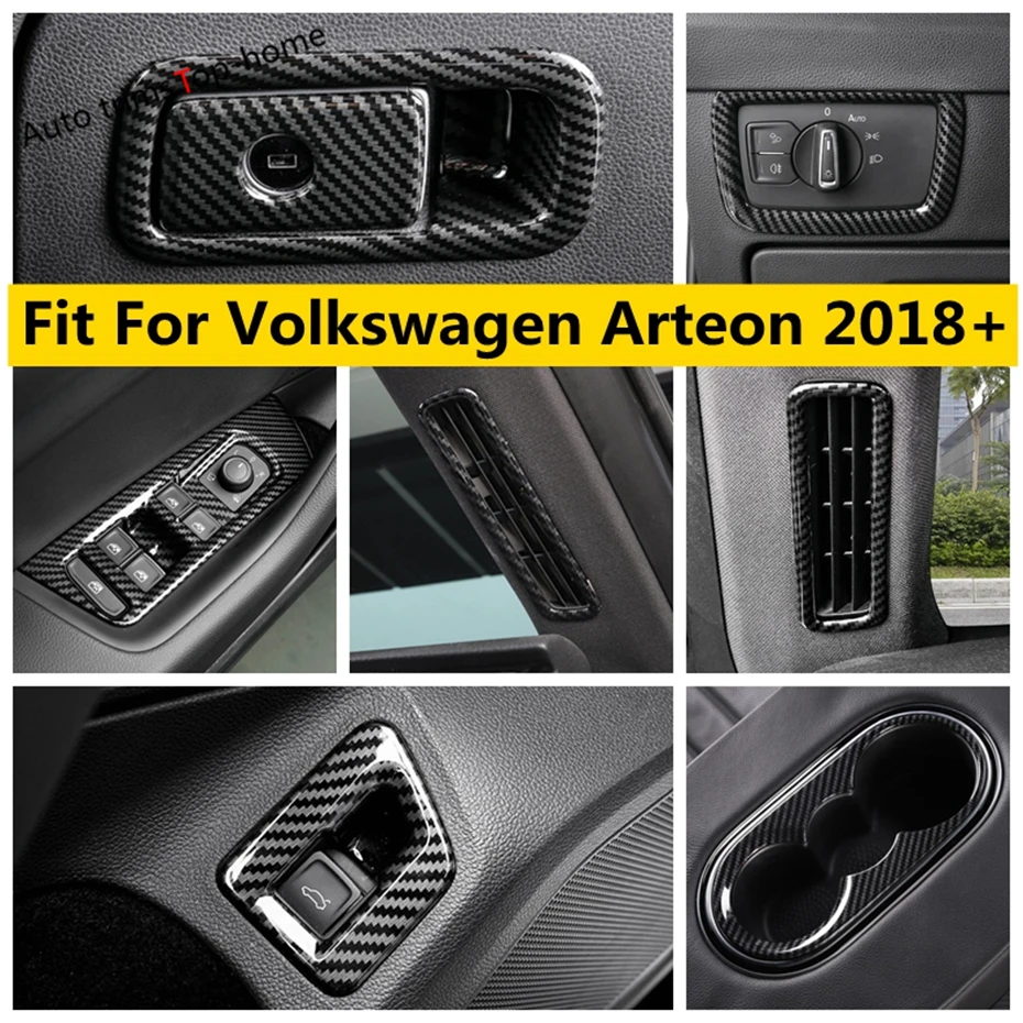 

Yimaautotrims Water Cup Panel / Pillar A Air AC Outlet Vent ABS Carbon Fiber Look Cover Trim For Volkswagen Arteon 2018 - 2021