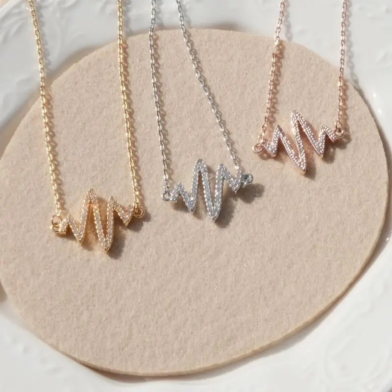 Heartbeat ECG Pendant Necklaces Fashion Simple Rose Gold Silver Rhinestone Necklaces Valentine's Day Gift for Girls and Women
Heartbeat ECG Pendant Necklaces Fashion Simple Rose Gold Silver Rhinestone Necklaces Valentine's Day Gift for Girls and Women
