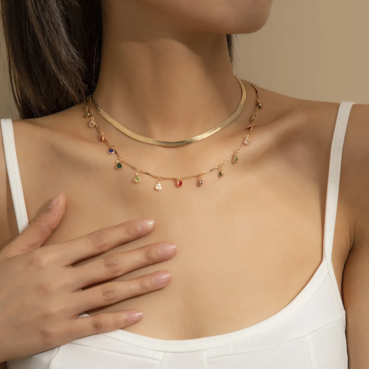 2PCS/SET Punk Gold Flat Chains with Full Crystals Charm Pendant Necklace for Women Girls Party Daily Clavicle Necklace Jewelry
2PCS/SET Punk Gold Flat Chains with Full Crystals Charm Pendant Necklace for Women Girls Party Daily Clavicle Necklace Jewelry